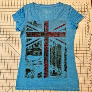 NWOT Dorothy Blue Women’s Large Blue Slim Fit Graphic Tissue Tee